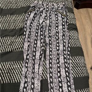 Stylish Black and White Patterned Women's Pants